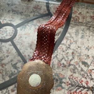 Chico's‎ Brown Leather Belt with Brass Buckle